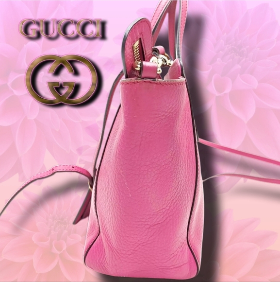 ⭐️Authentic COA Gucci Pink Pebbled Leather Swing Two-Way Shoulder / Hand Bag - Picture 14 of 16